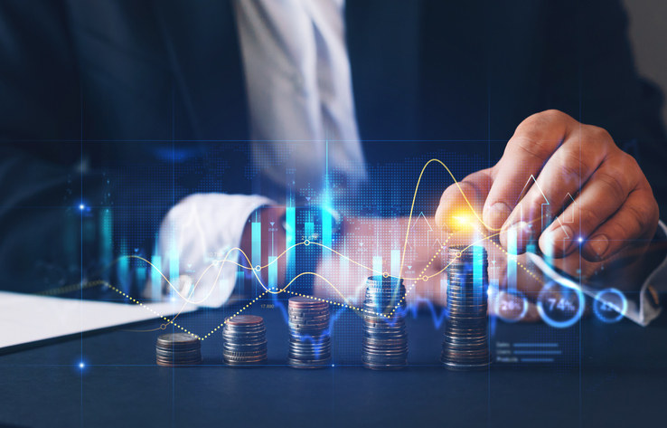 An investor stacking coins.